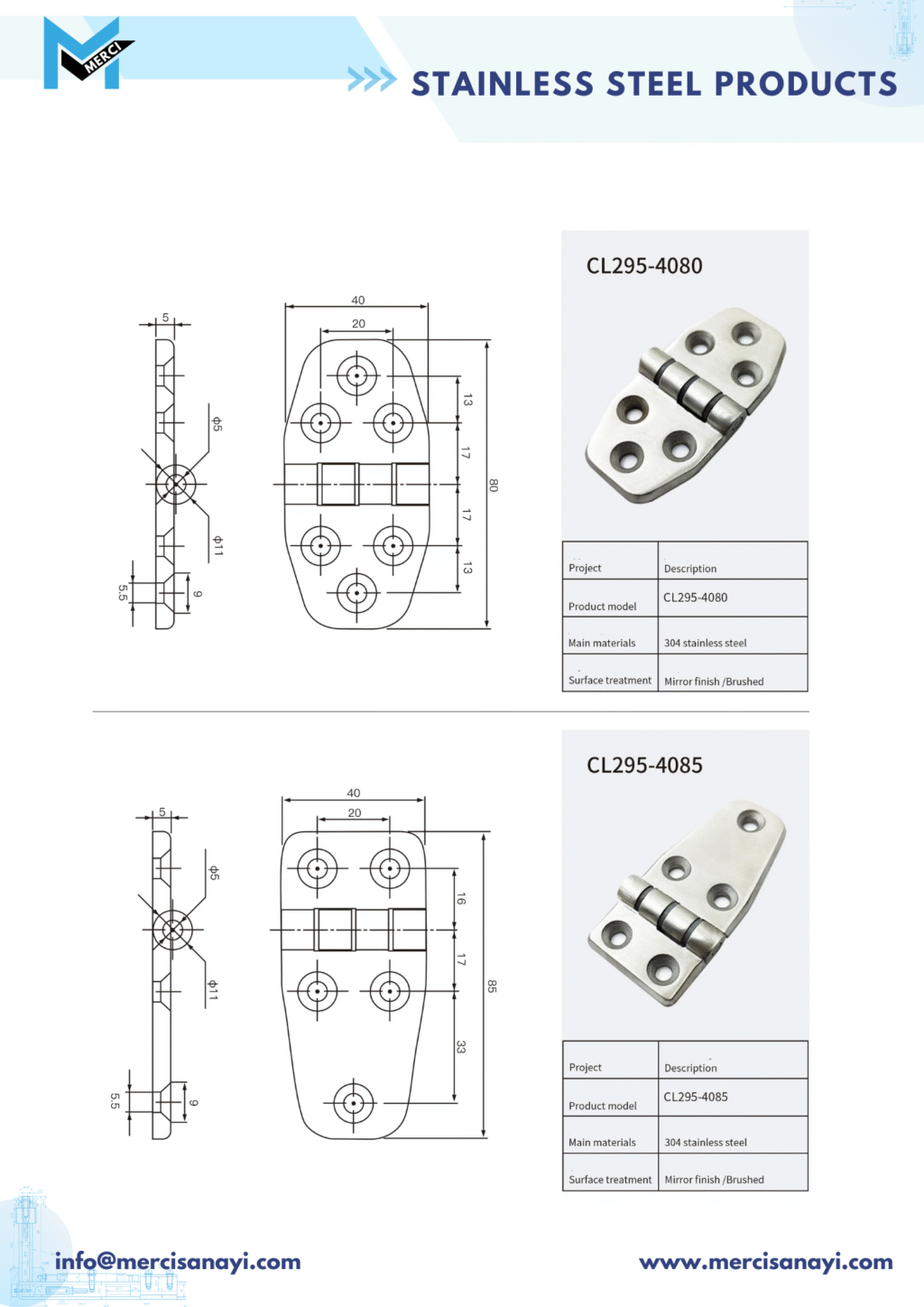 Stainless Steel Products | CL295-4080, CL295-4085