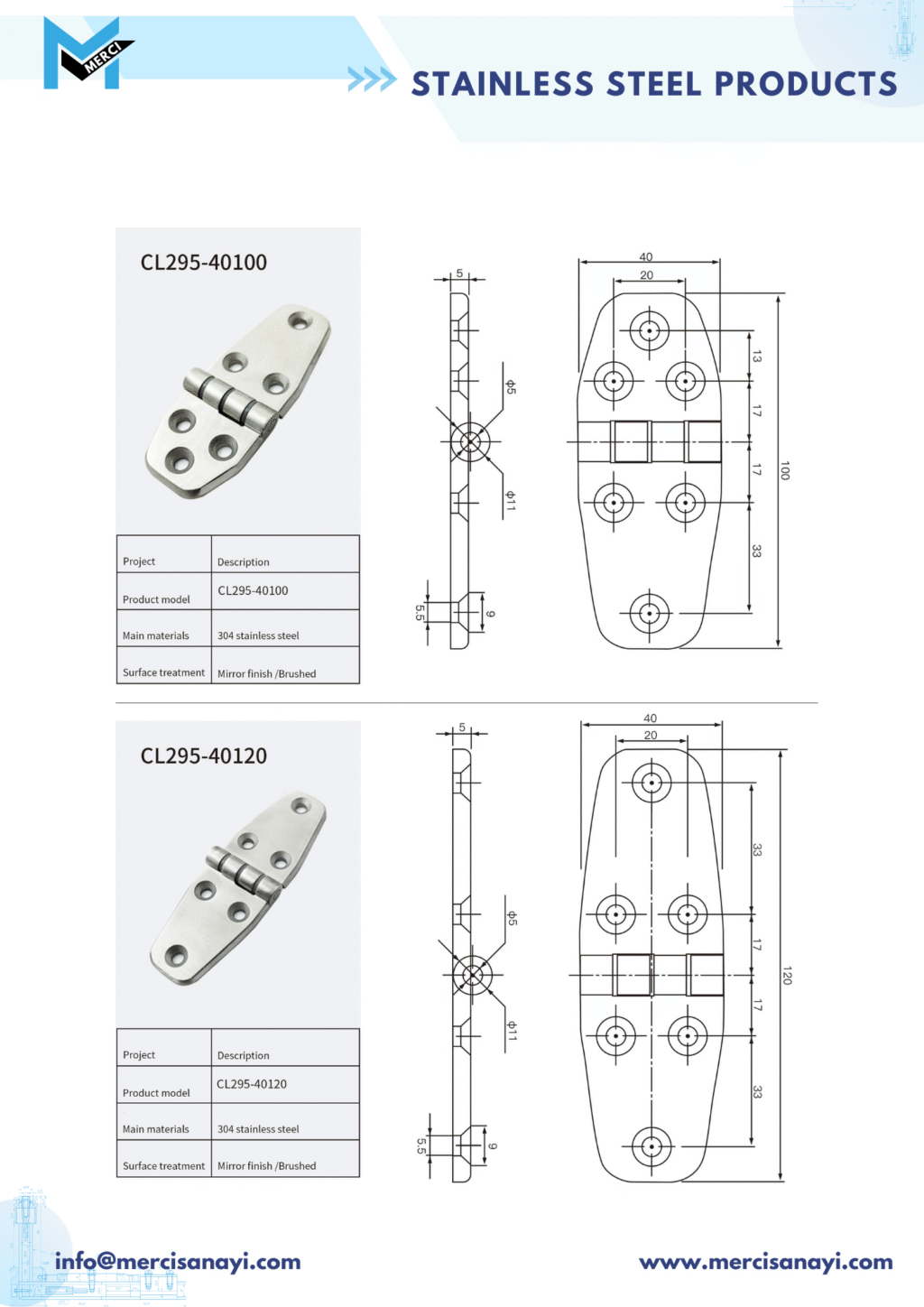 Stainless Steel Products | CL295-40100, CL295-40120