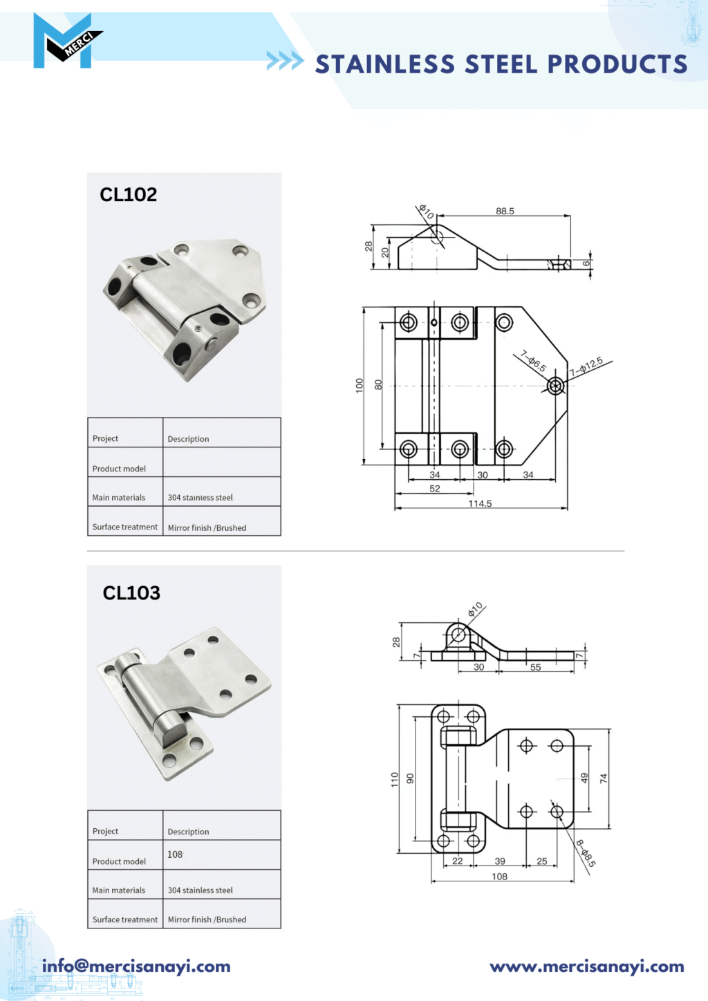 Stainless Steel Products | CL102, CL103