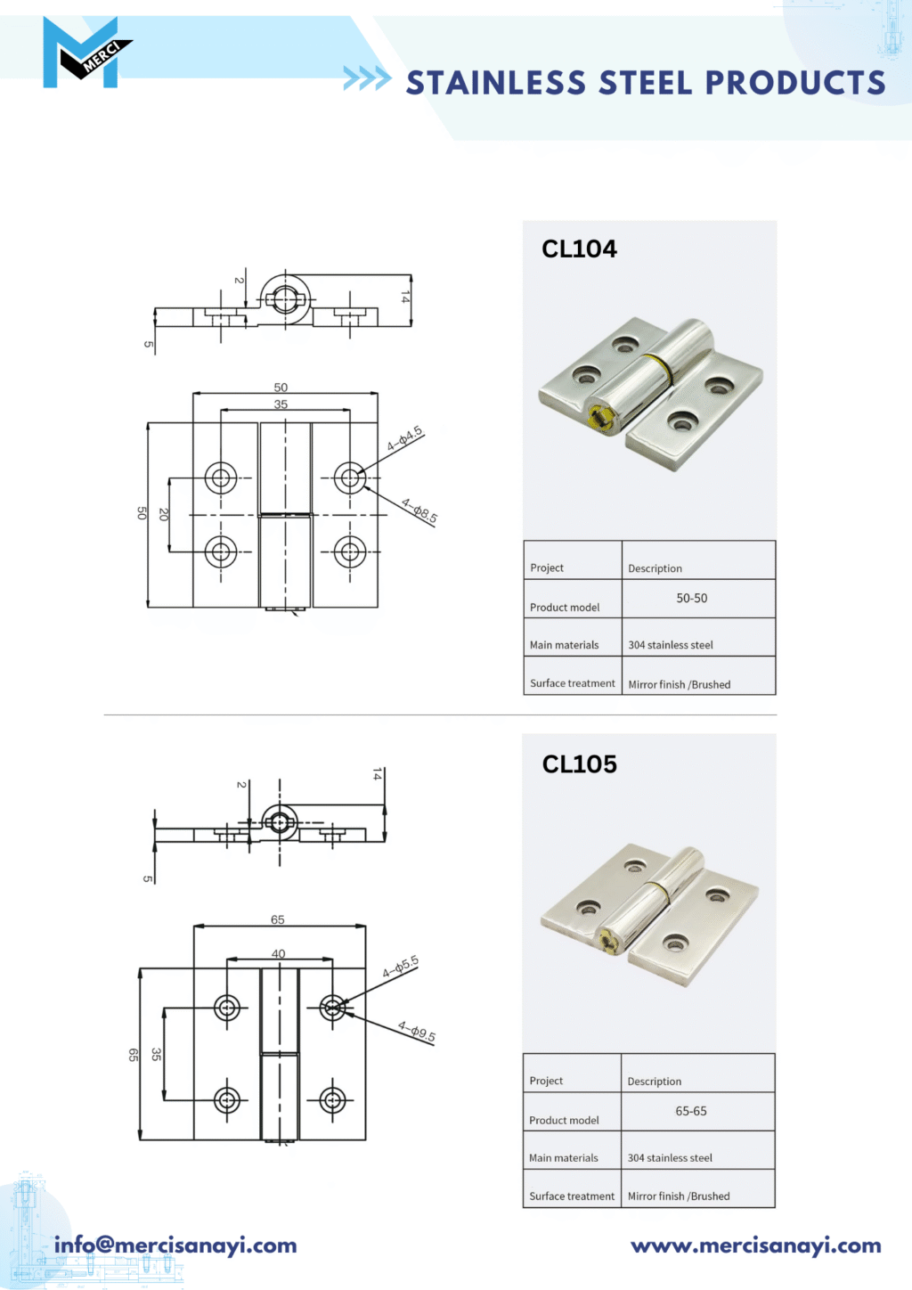Stainless Steel Products | CL104, CL105