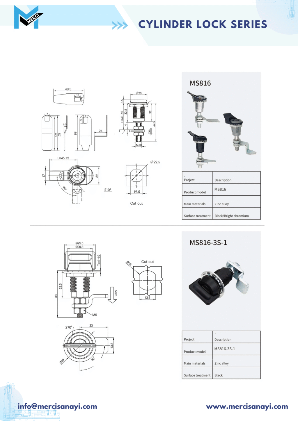 Cylinder Lock Series | MS816, MS816-3S-1