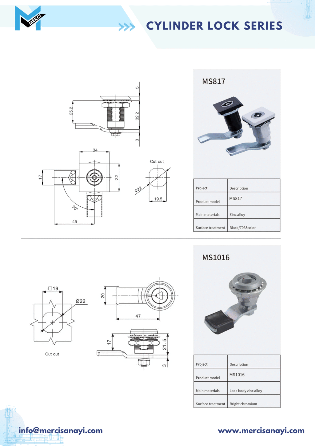 Cylinder Lock Series | MS817, MS1016