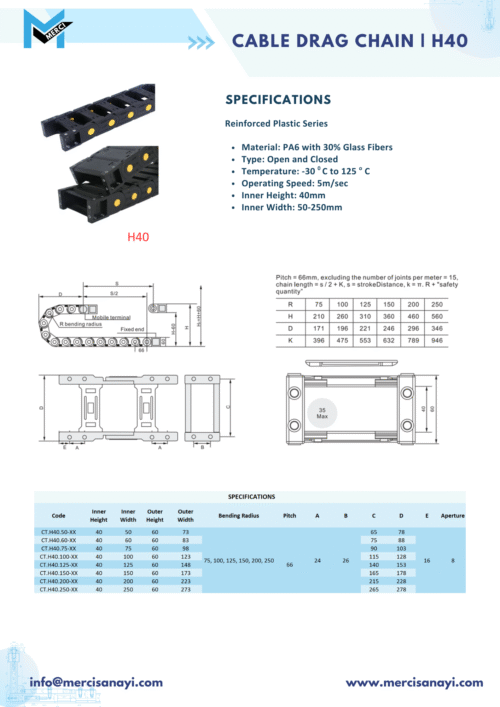 CABLE DRAG CHAIN H40