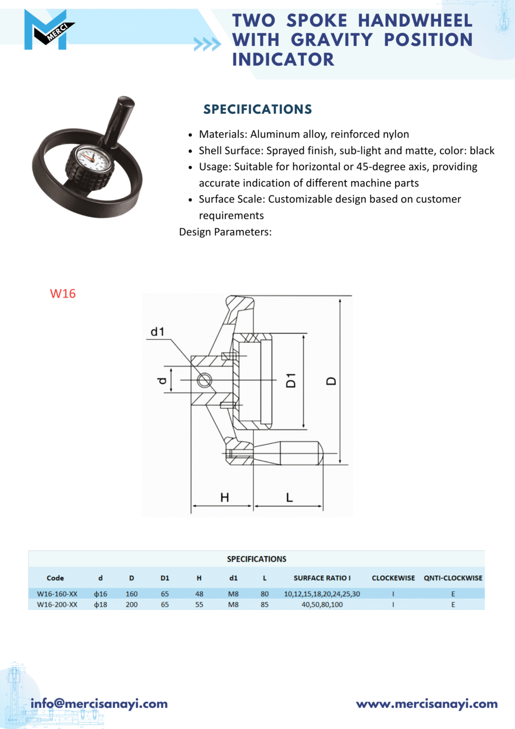 Two Spoke Handwheel with Gravity Position Indicator | W16