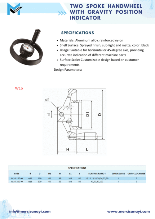 Two Spoke Handwheel with Gravity Position Indicator | W16