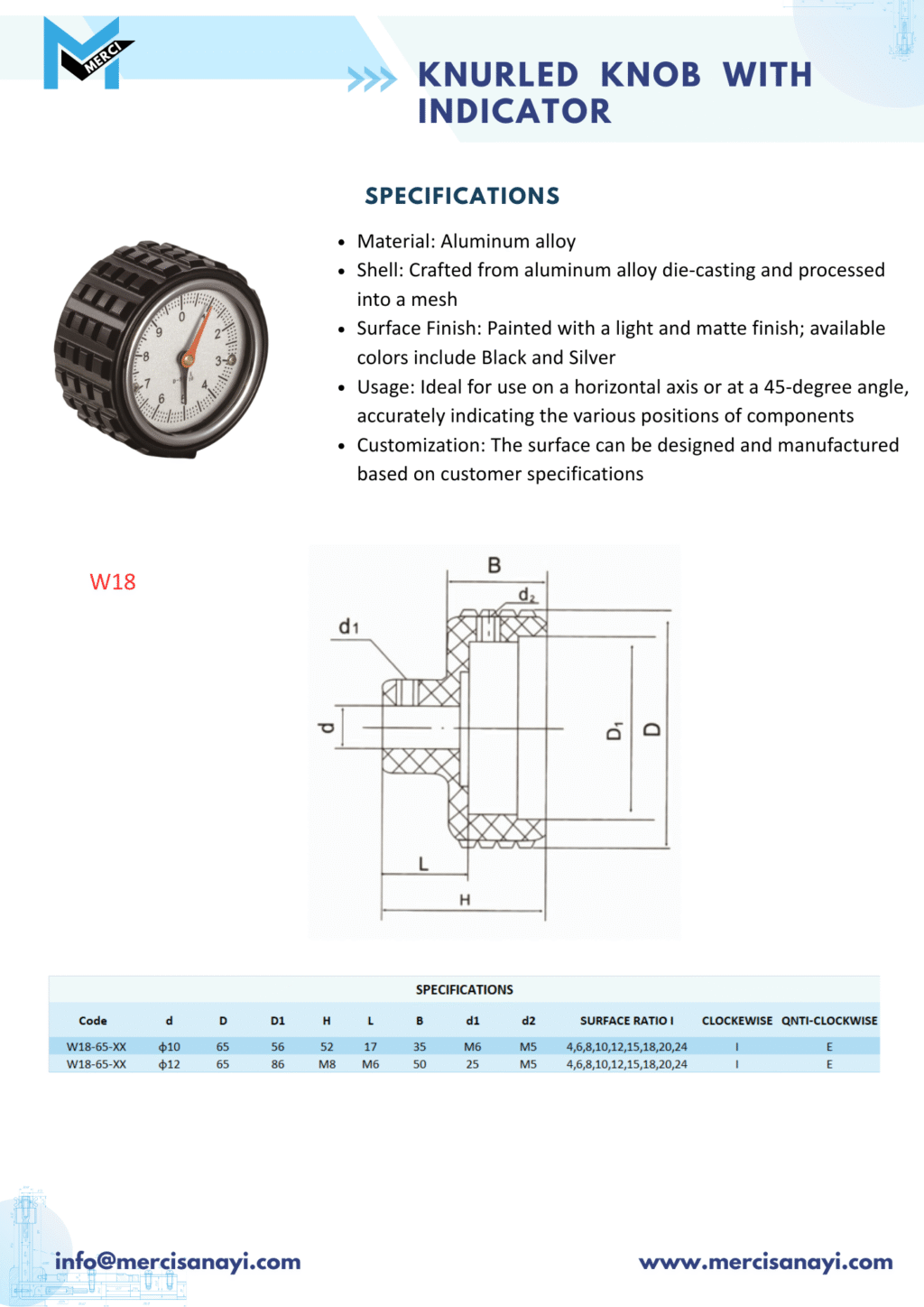 Knurled Knob with Indicator | W18