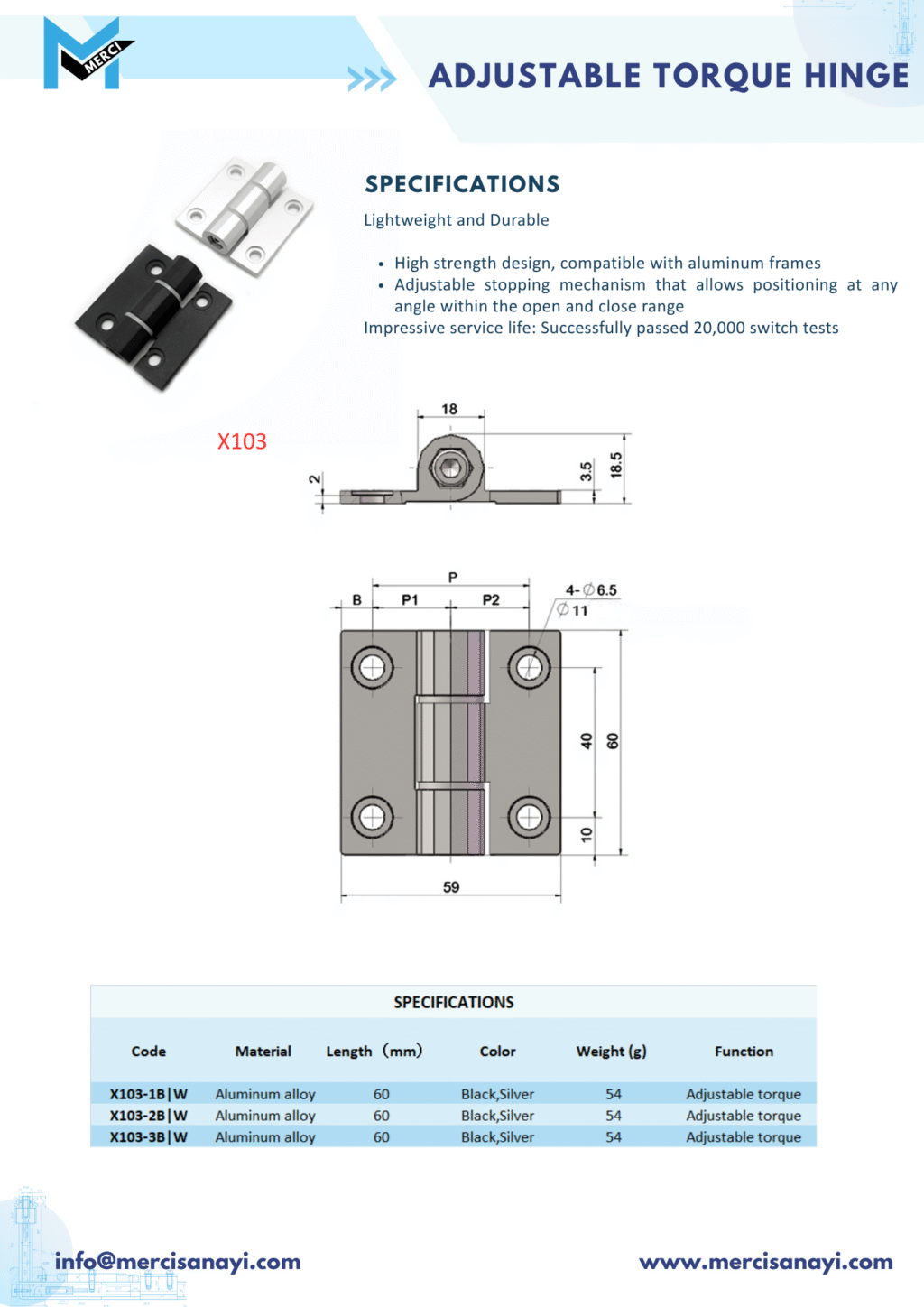 Adjustable Torque Hinge | X103