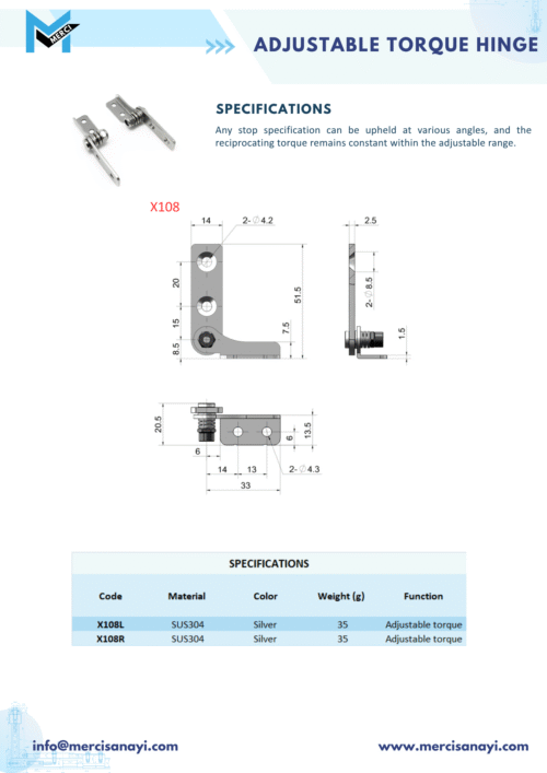 Adjustable Torque Hinge | X108