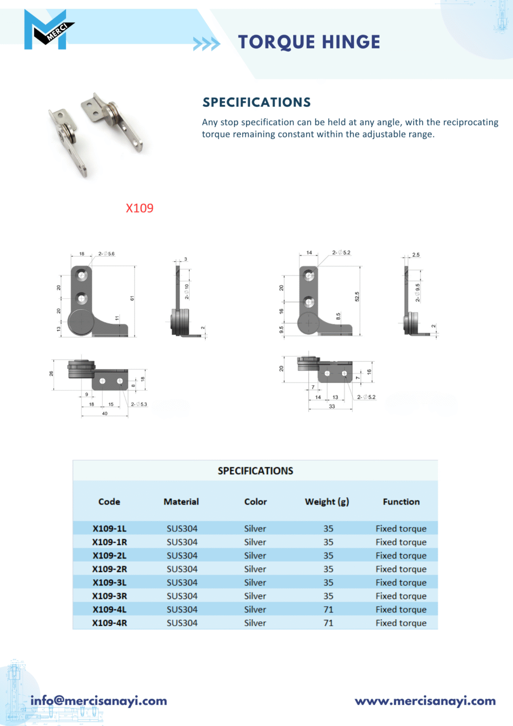 Torque Hinge | X109