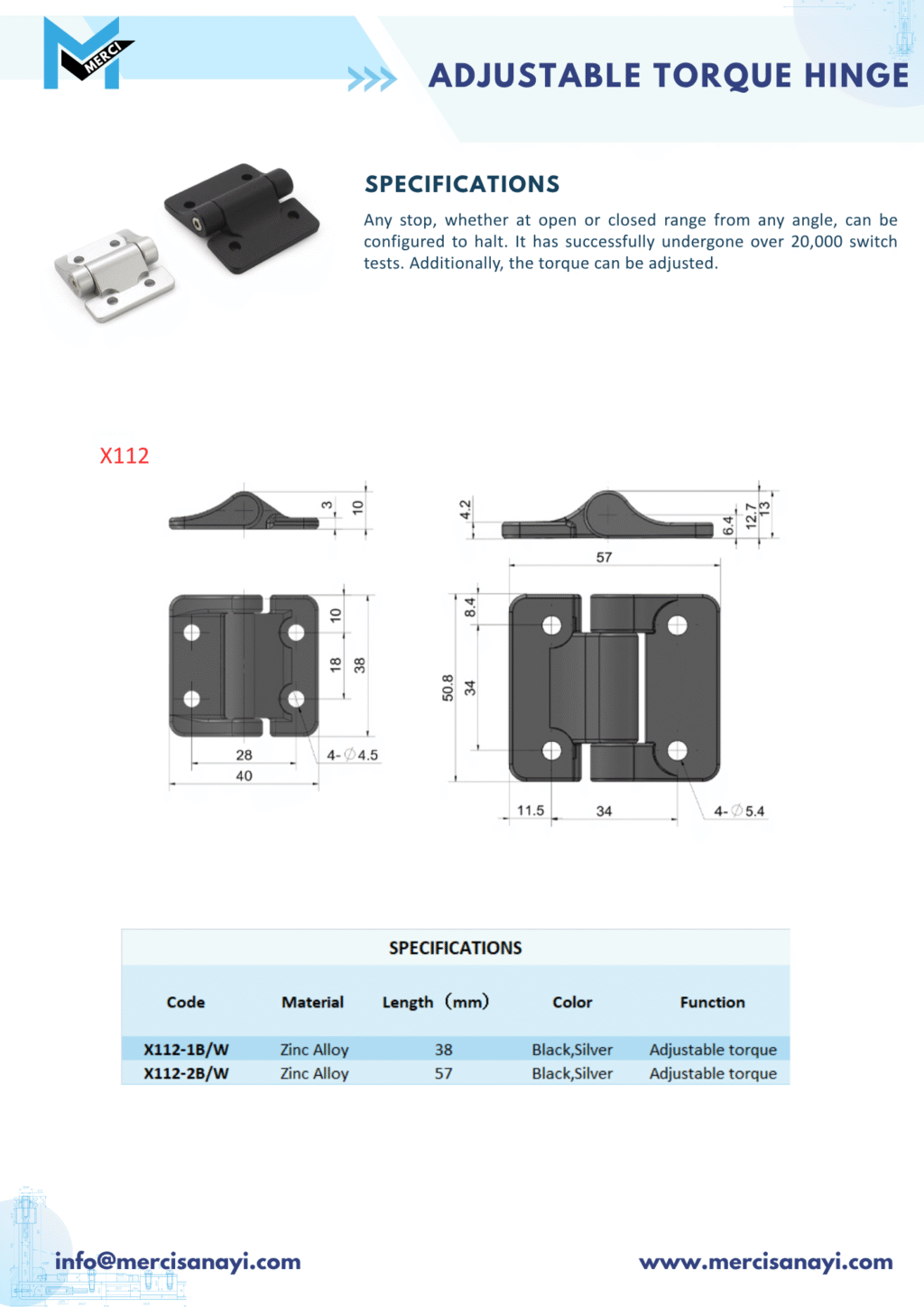 Adjustable Torque Hinge | X112