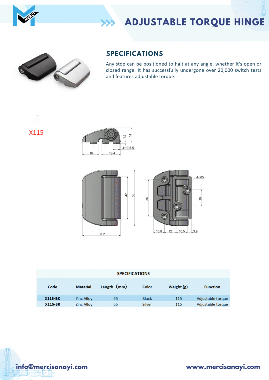 Adjustable Torque Hinge | X115