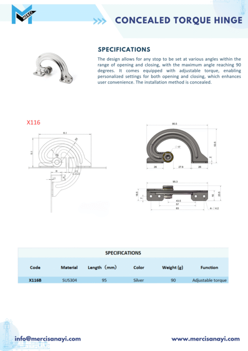 Concealed Torque Hinge | X116