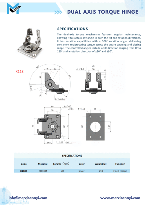 Dual Axis Torque Hinge | X118