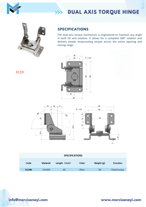 Dual Axis Torque Hinge | X119