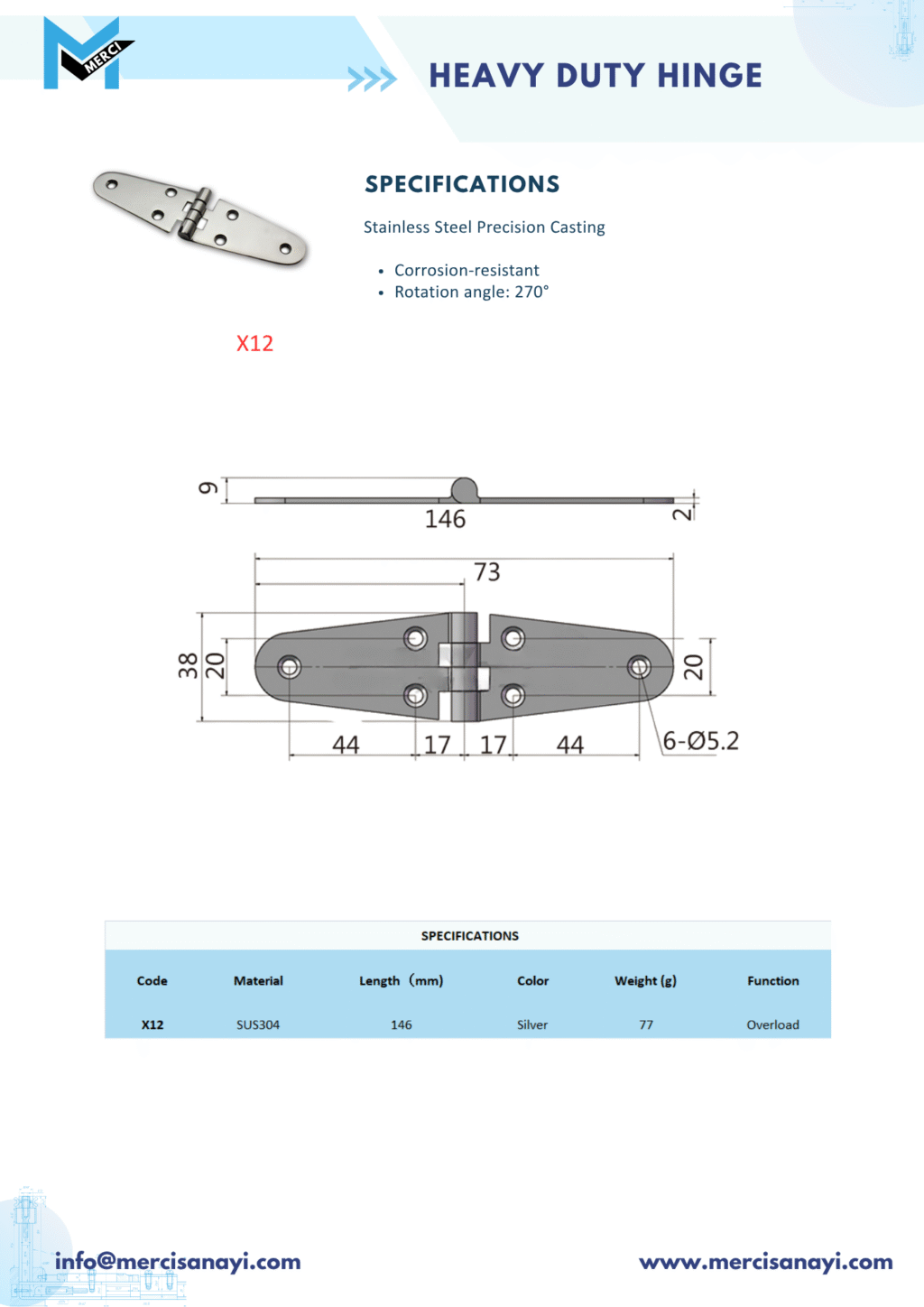 Heavy Duty Hinge | X12