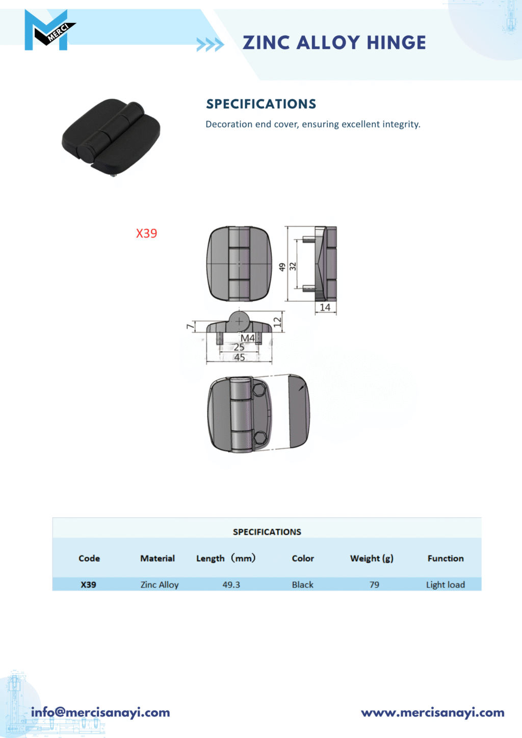 Zinc Alloy Hinge | X39