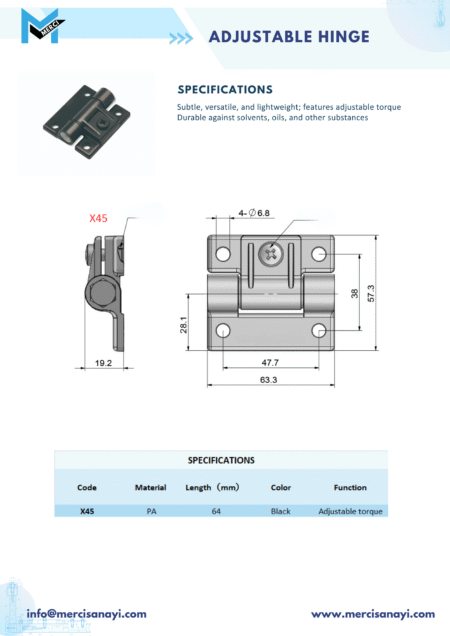 Adjustable Hinge | X45