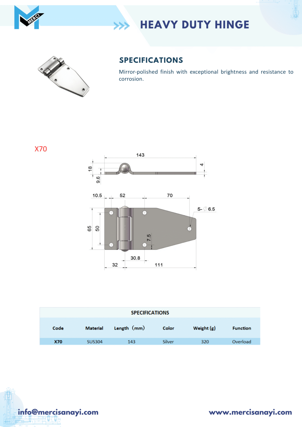 Heavy Duty Hinge | X70