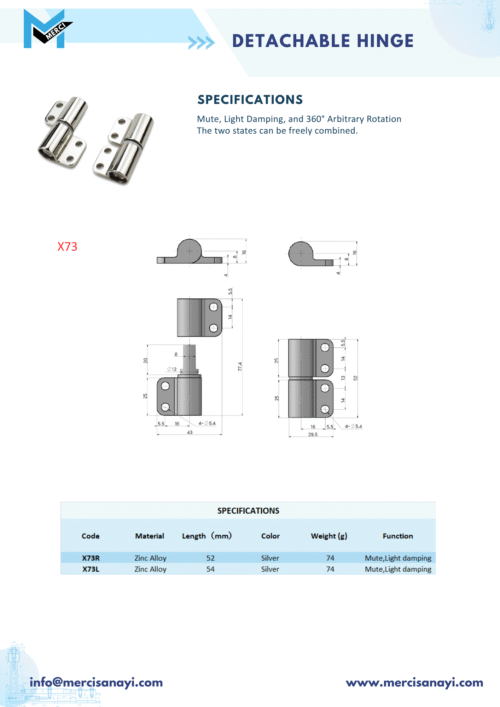 Detachable Hinge | X73