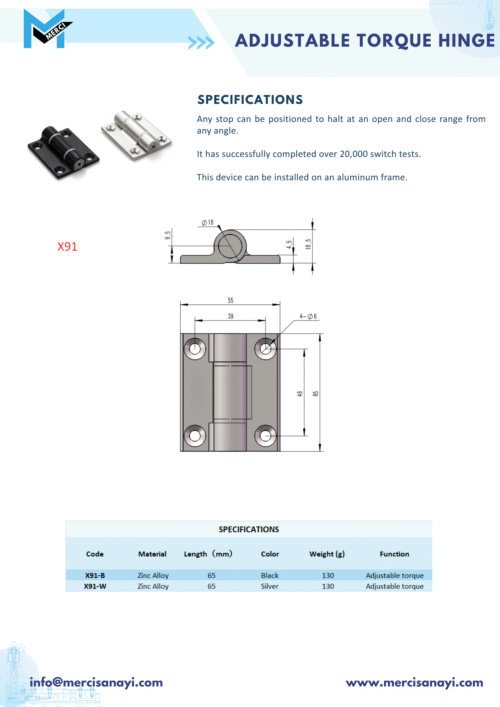 Adjustable Torque Hinge | X91