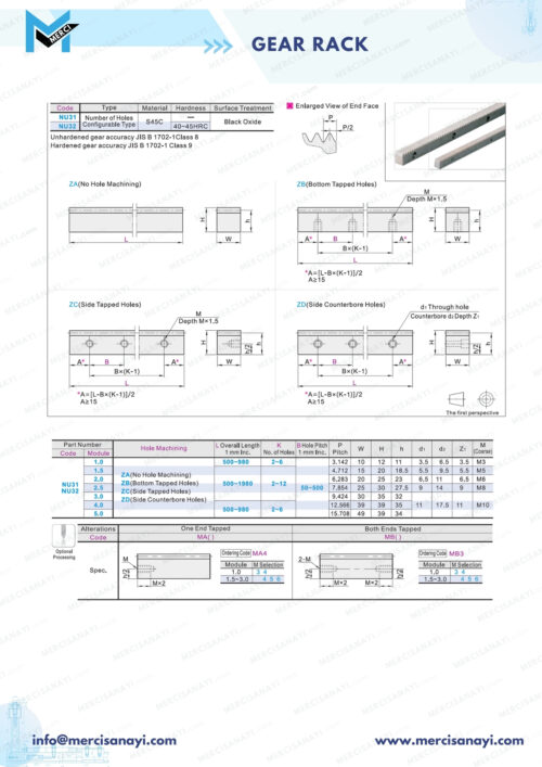 Gear Rack | Holes Configurable Type